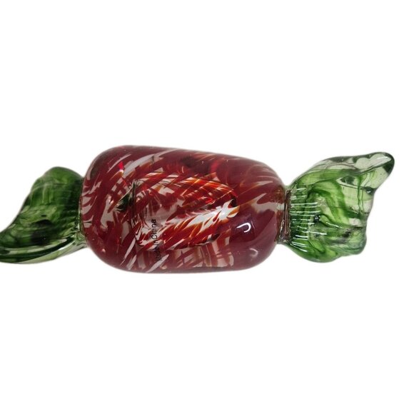 Handcrafted Glass Red And Green Candy Sculpture 6.50"x 2.50" - Picture 1 of 9